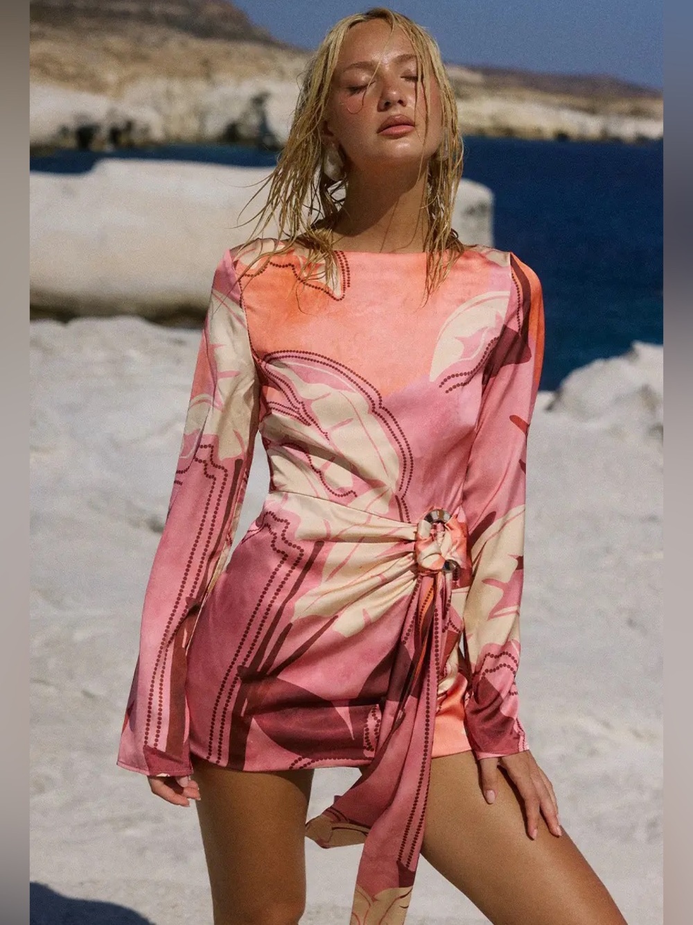 KAELI LONG SLEEVE MINI DRESS - KAELI BERRY